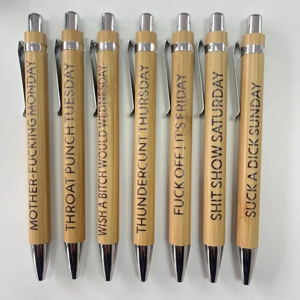 2/$30 New Sweary Wooden Pen Set - Curse Words Stationery